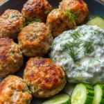 GREEK TURKEY MEATBALLS with HOMEMADE TZATZIKI
