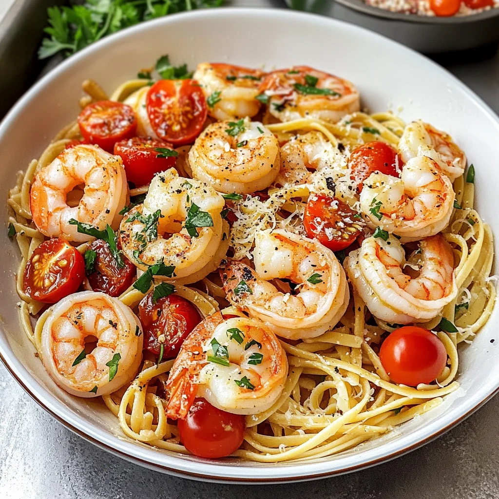 Garlic Butter Shrimp Pasta with Tomatoes