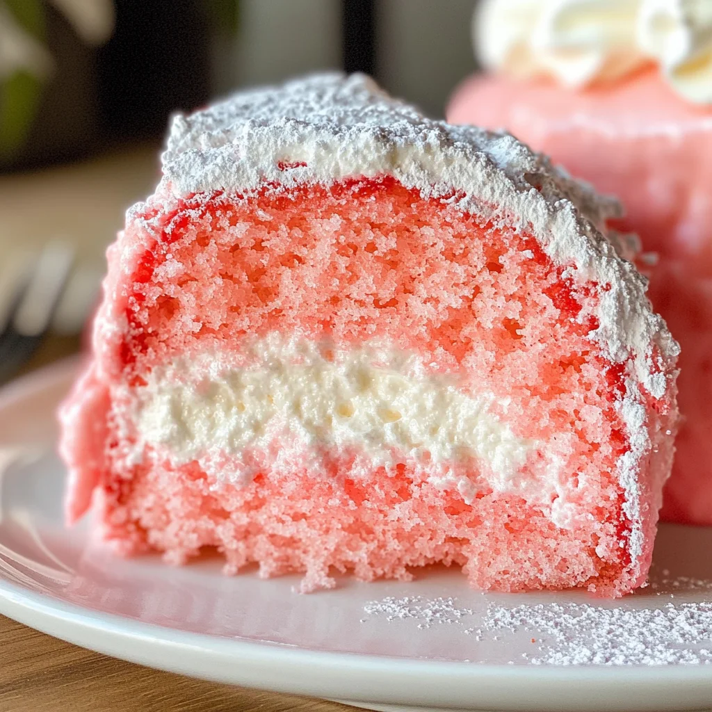 Strawberry Marshmallow Cake (Strawberry Bundt Cake with Marshmallow Cream Filling)