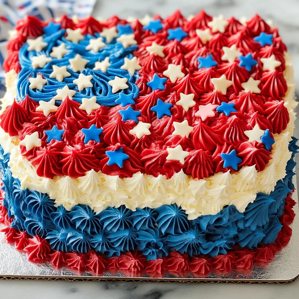 Buttercream Flag Cake (Simple 4th of July Party Dessert)