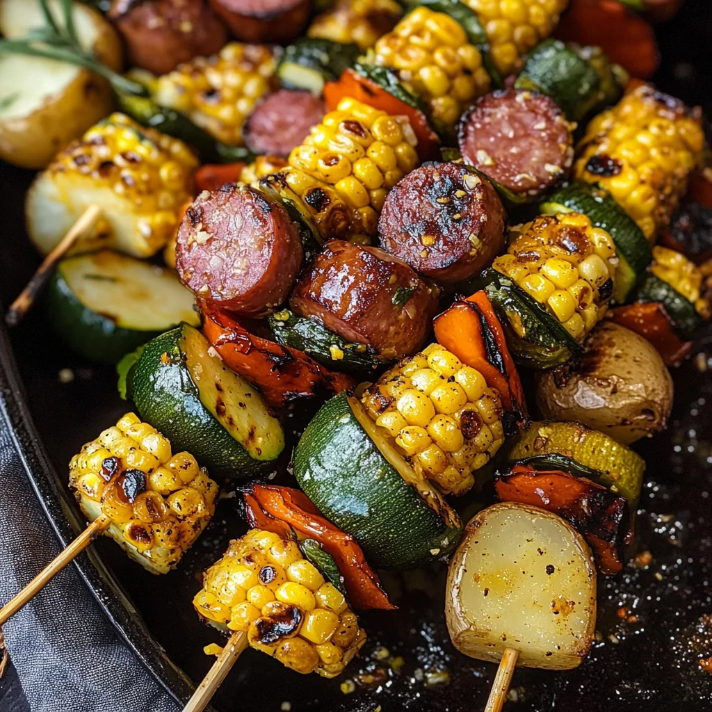 Cowboy Butter Kielbasa and Potato Skewers