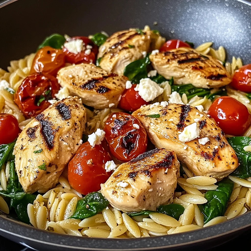 Create a Flavorful High Protein Mediterranean Chicken Orzo Dish Today!