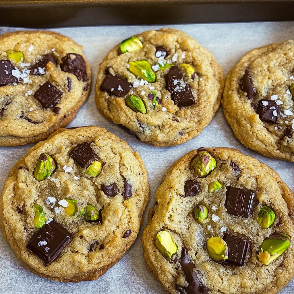 Salted Pistachio Dark Chocolate Chip Cookies