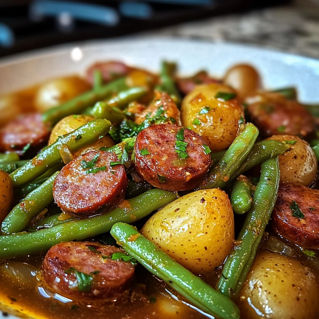 Slow Cooker Sausage and Green Beans