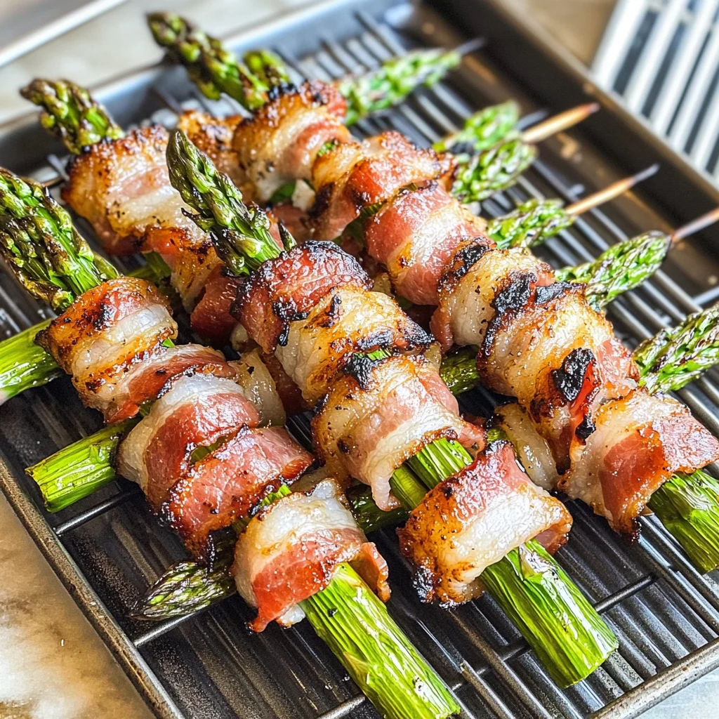 Turkey Bacon Wrapped Asparagus Kebabs