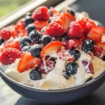Easy Red White and Blue Cheesecake Salad