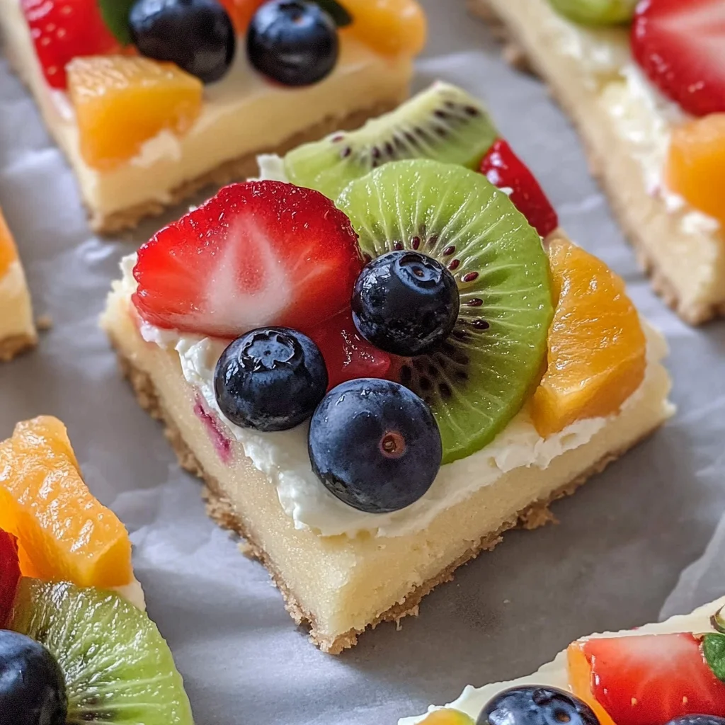 Fruit pizza sugar cookie bars recipe